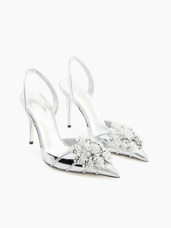 Cristalle Slingback Silver front view
